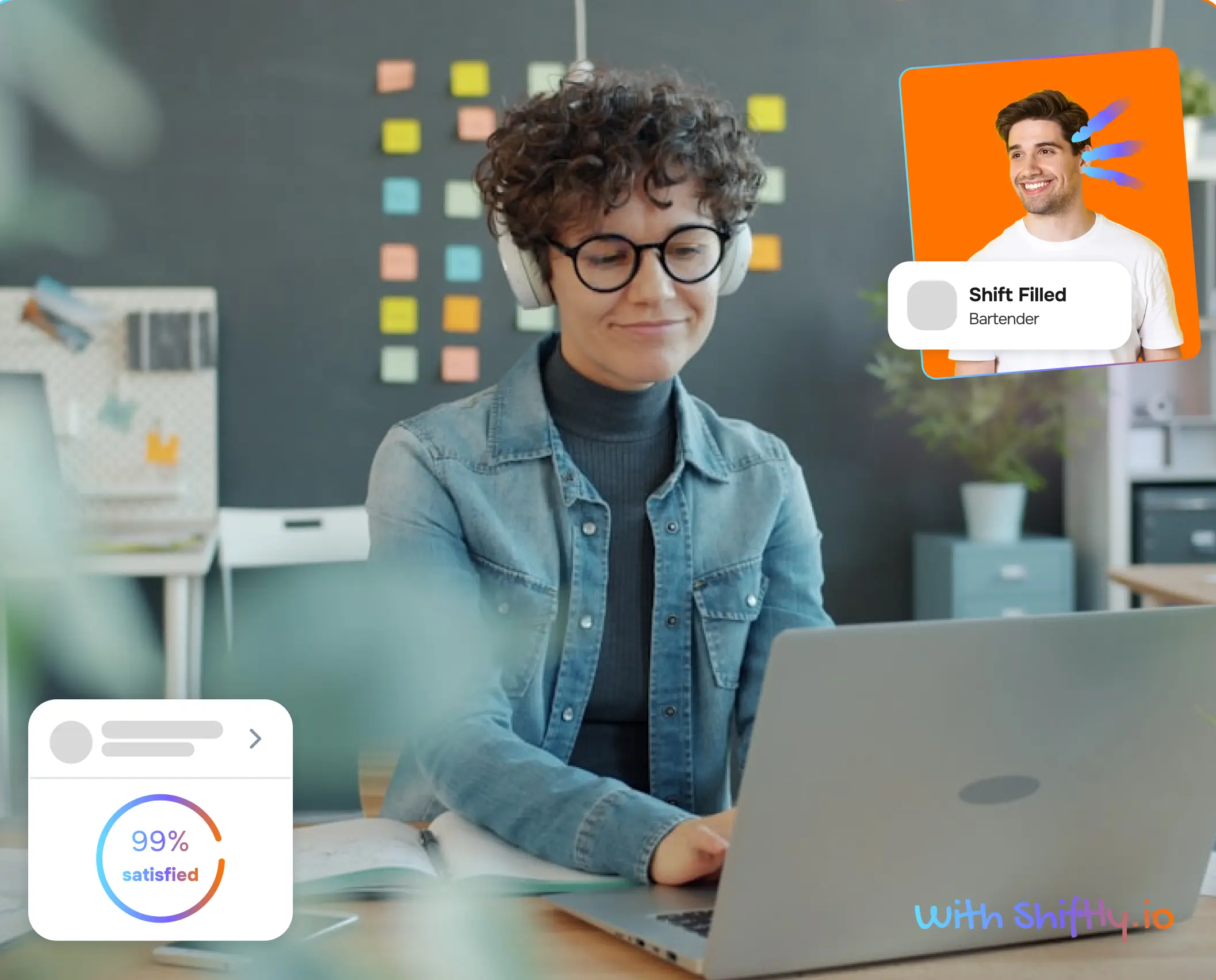 Working at computer